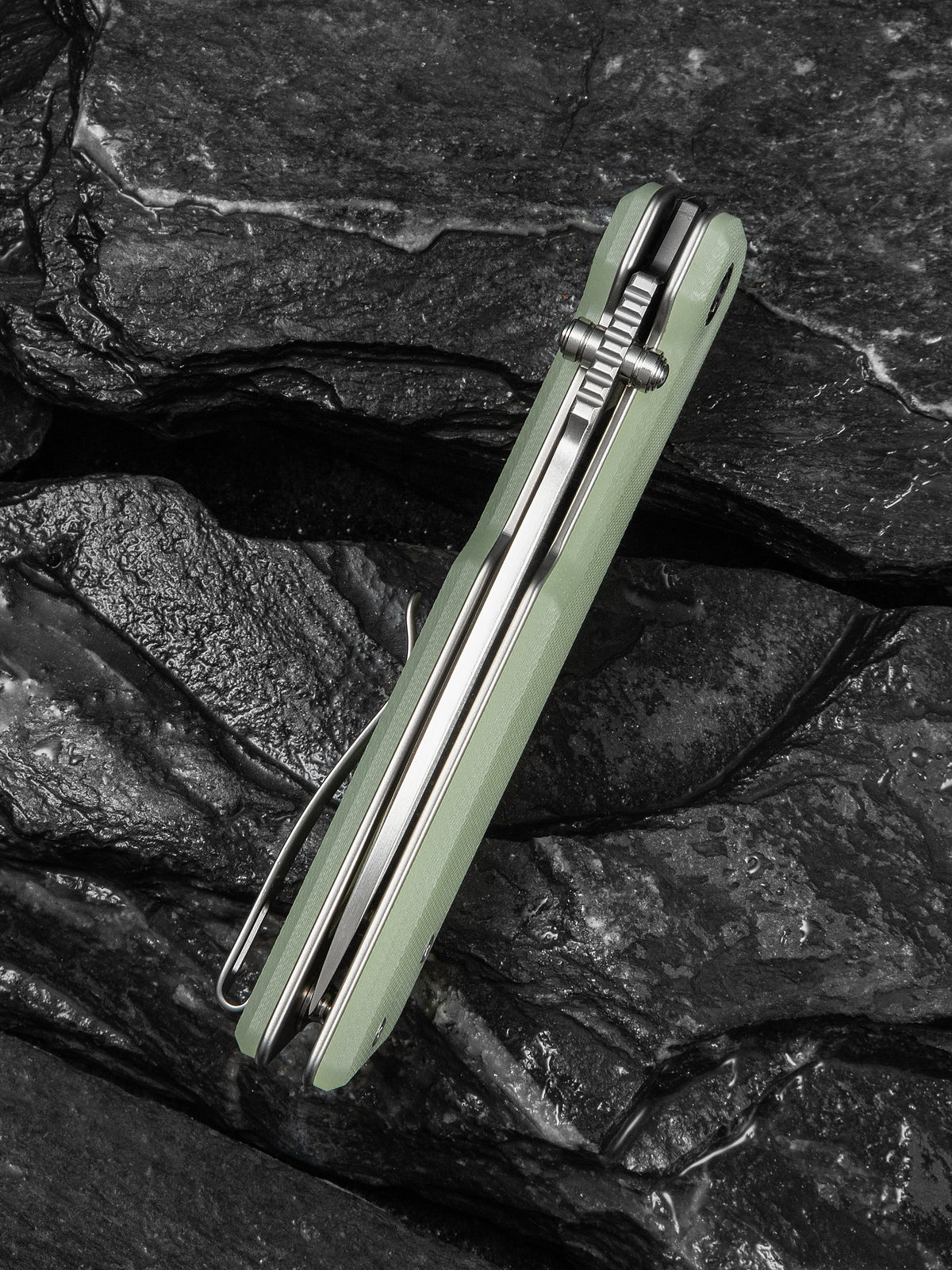 Civivi Zygon 3.24" Nitro-V Natural G10 Blue Glow Top Crossbar Lock Folding Knife C25035-1
