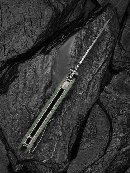 Civivi Zygon 3.24" Nitro-V Natural G10 Blue Glow Top Crossbar Lock Folding Knife C25035-1