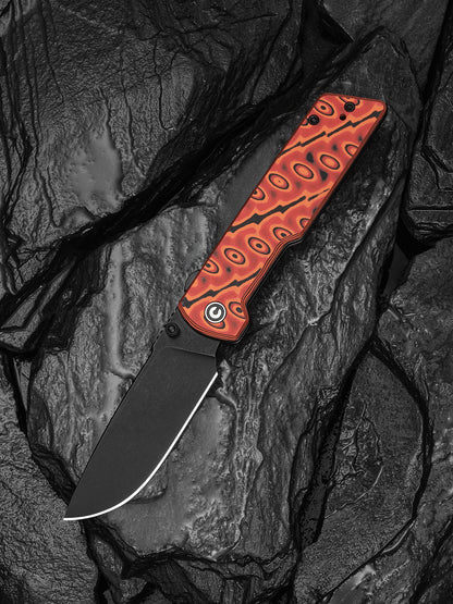 Civivi Zygon 3.24" Nitro-V Orange/Black Vortex Micarta Top Crossbar Lock Folding Knife C25035-2