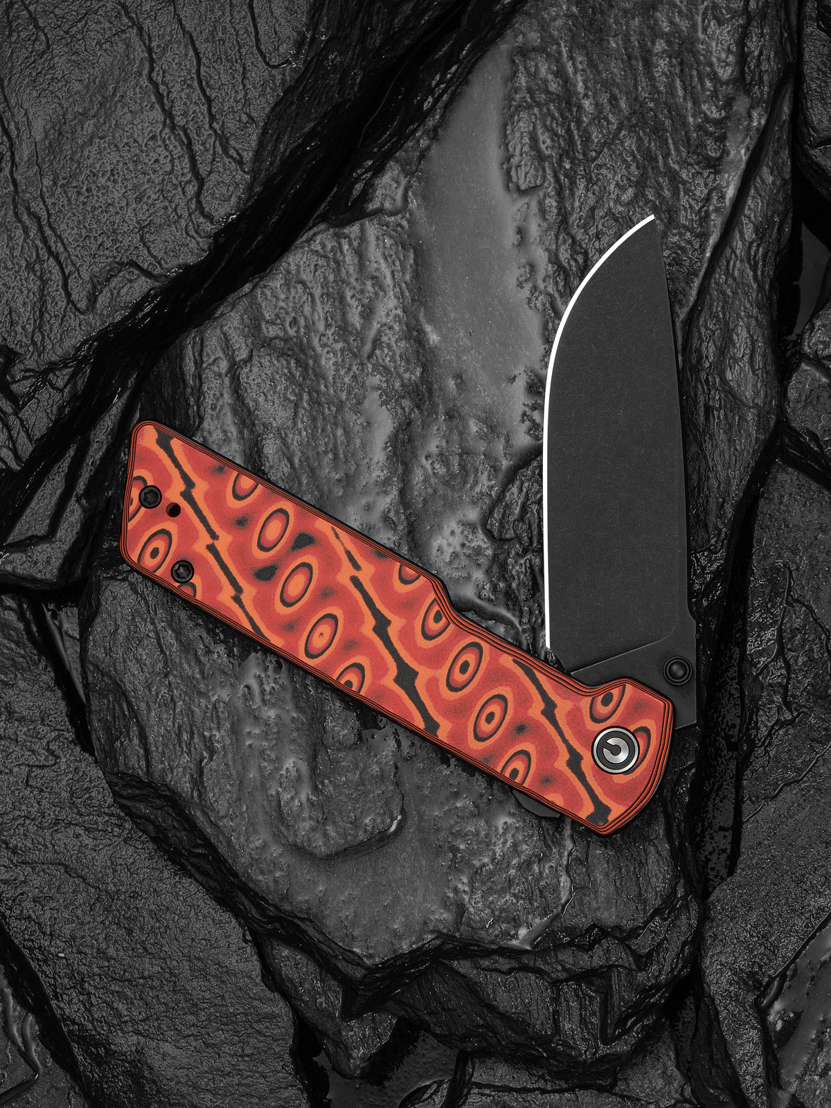 Civivi Zygon 3.24" Nitro-V Orange/Black Vortex Micarta Top Crossbar Lock Folding Knife C25035-2