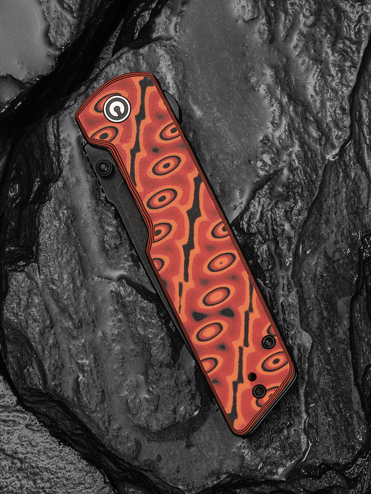 Civivi Zygon 3.24" Nitro-V Orange/Black Vortex Micarta Top Crossbar Lock Folding Knife C25035-2