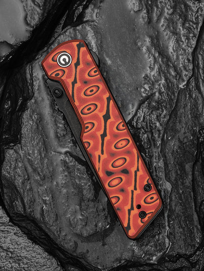Civivi Zygon 3.24" Nitro-V Orange/Black Vortex Micarta Top Crossbar Lock Folding Knife C25035-2