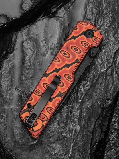 Civivi Zygon 3.24" Nitro-V Orange/Black Vortex Micarta Top Crossbar Lock Folding Knife C25035-2