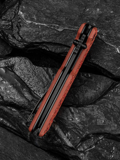 Civivi Zygon 3.24" Nitro-V Orange/Black Vortex Micarta Top Crossbar Lock Folding Knife C25035-2