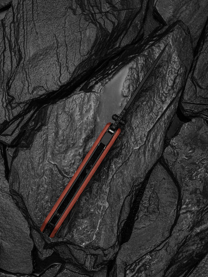 Civivi Zygon 3.24" Nitro-V Orange/Black Vortex Micarta Top Crossbar Lock Folding Knife C25035-2
