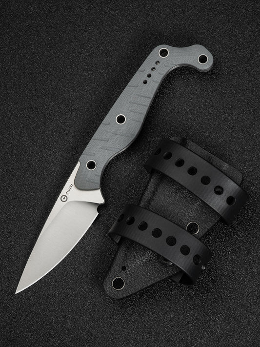 Civivi SOKN 2.82" Nitro-V Gray G10 Fixed Blade Knife by Kyle Lamb C22027-2
