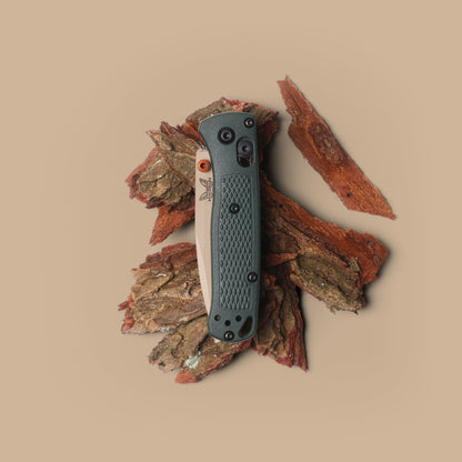 Benchmade 533TN-2601 Mini Bugout 2.82" ELMAX McMillan Tan Cerakote Taiga Green Grivory Folding Knife