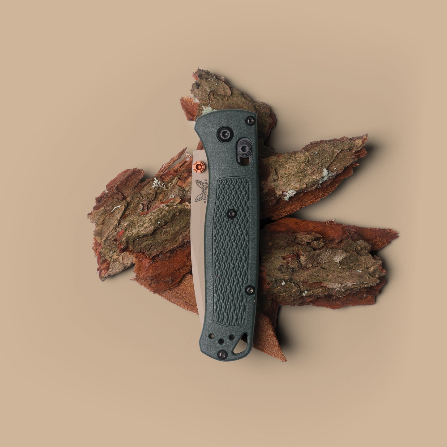 Benchmade 535TN-2601 Bugout 3.2" ELMAX McMillan Tan Cerakote Taiga Green Grivory Folding Knife