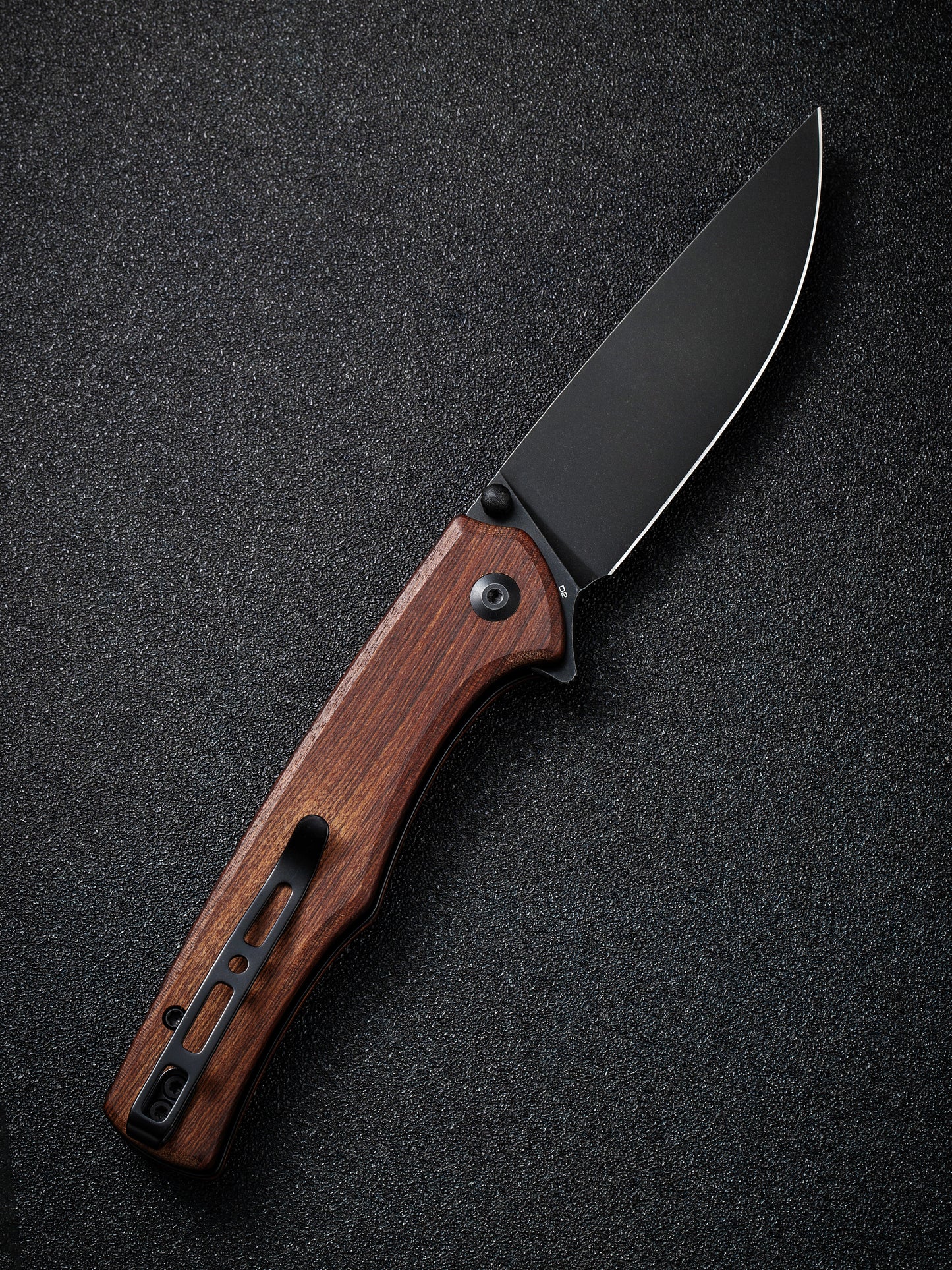 Sencut Crowley 3.48" Black Stonewashed D2 Cuibourtia Wood Folding Knife S21012-5