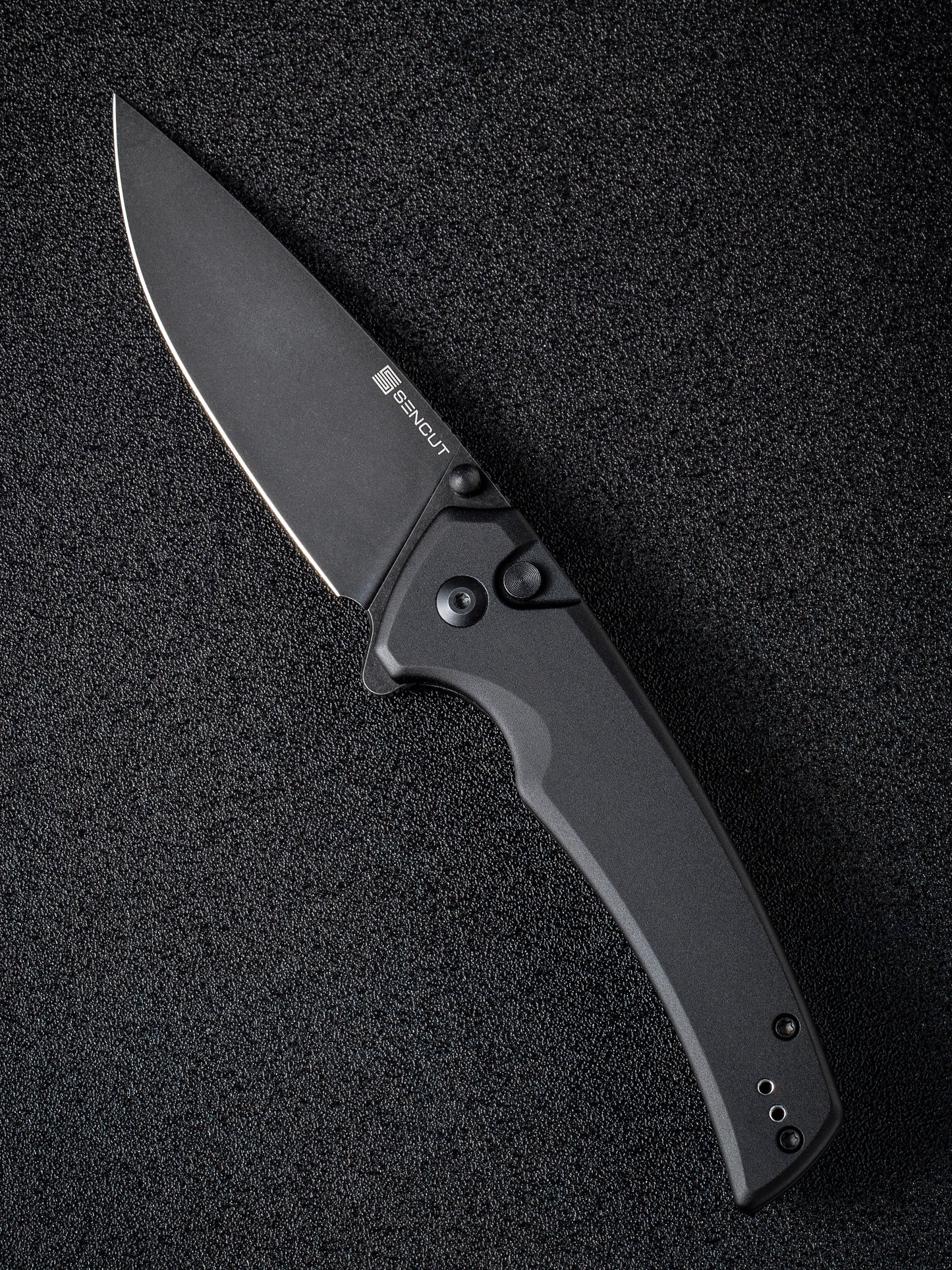 Sencut Serene 3.48" Black Stonewashed D2 Black Aluminum Folding Knife S21022B-1