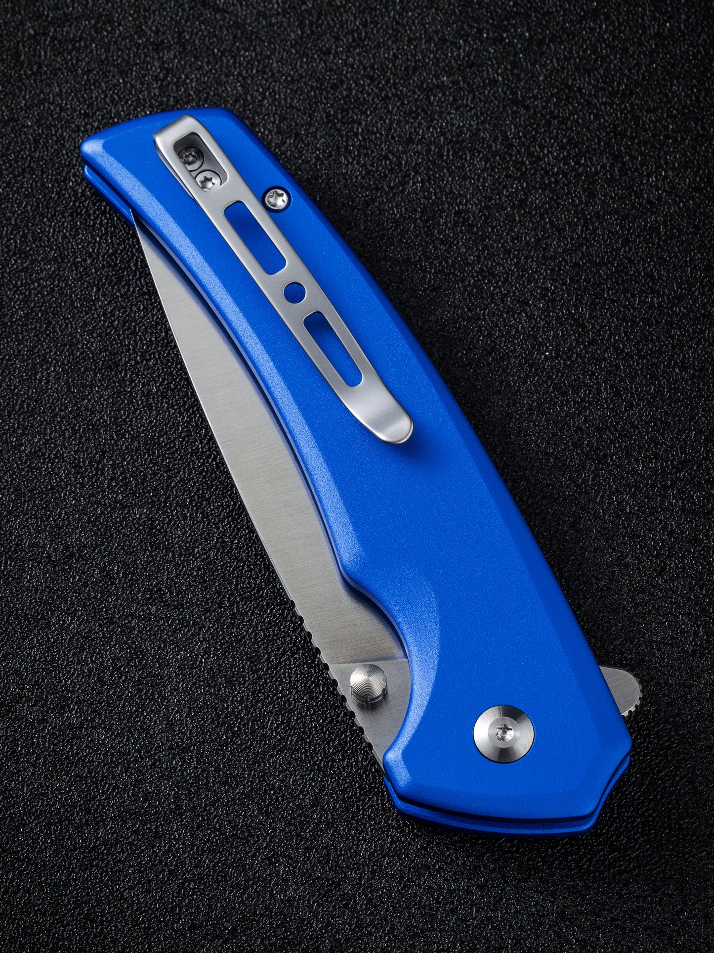 Sencut Serene 3.48" Satin D2 Blue Aluminum Folding Knife S21022B-4