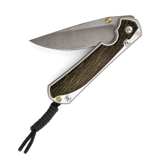 Chris Reeve Small Sebenza 31 Bog Oak 2.99" Chad Nichols Ladder Damascus Titanium Folding Knife S31-1104