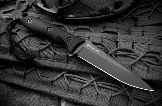Spartan Blades Moros 5.25" CPM S45VN DLC Black Fixed Blade Knife with Black MOLLE Sheath