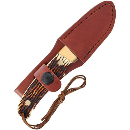 Schrade Uncle Henry Pro Hunter Mini 2.8" Staglon Fixed Blade Knife with Leather Sheath
