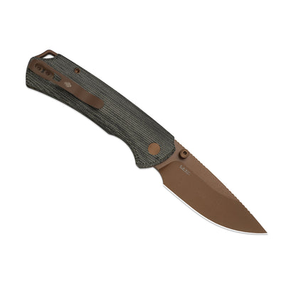 Kizer T1 BD 3.2" Nitro-V Norplex UltreX Micarta Sunset Metal PVD Button-Lock Folding Knife by Uli Hennicke V3490.2BA2