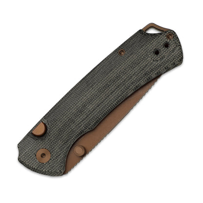 Kizer T1 BD 3.2" Nitro-V Norplex UltreX Micarta Sunset Metal PVD Button-Lock Folding Knife by Uli Hennicke V3490.2BA2