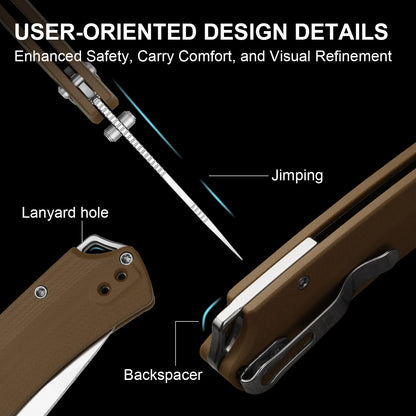 Kizer T1 CD 3.2" Nitro-V Brown G10 Clutch-Lock Folding Knife by Uli Hennicke V3490.2CA2