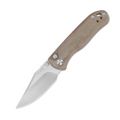 Kizer Drop Bear 2 Button-Lock 2.96" Nitro-V Brown Micarta Clip-Point Folding Knife V3619.2CC1