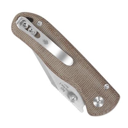 Kizer Drop Bear 2 Button-Lock 2.96" Nitro-V Brown Micarta Clip-Point Folding Knife V3619.2CC1