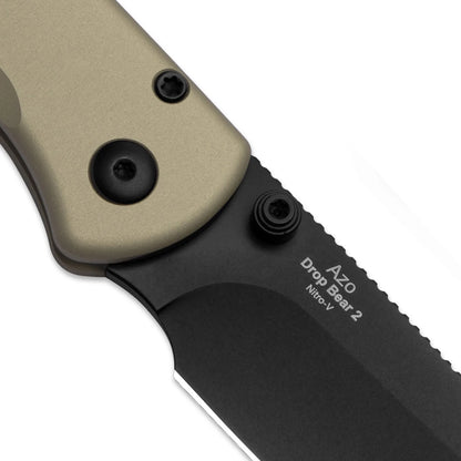 Kizer Drop Bear 2 Button-Lock 2.96" Nitro-V Matte DLC Tan Aluminium Folding Knife V3619.2CD1