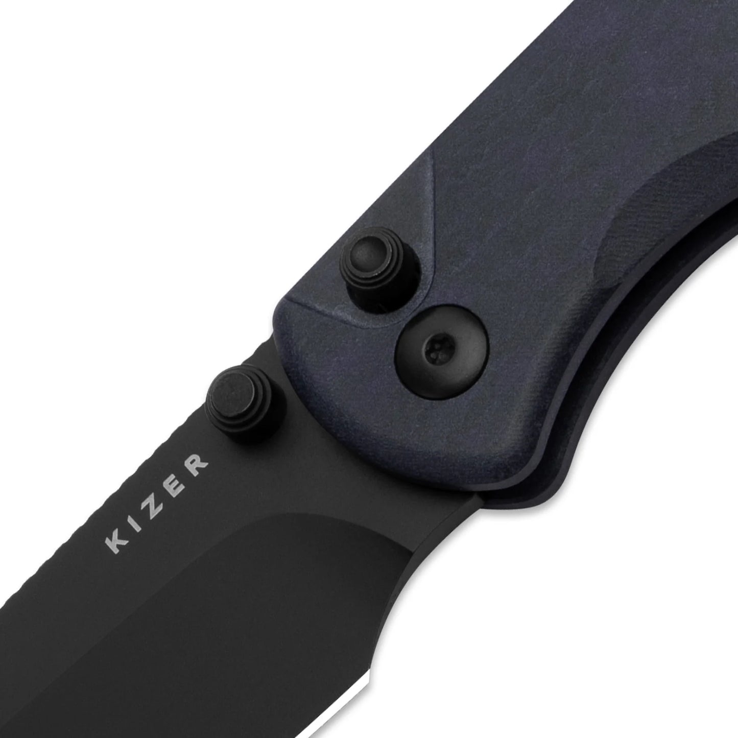 Kizer Drop Bear 2 Button-Lock 2.96" Nitro-V Matte DLC Dark Blue Richlite Folding Knife V3619.2CS1