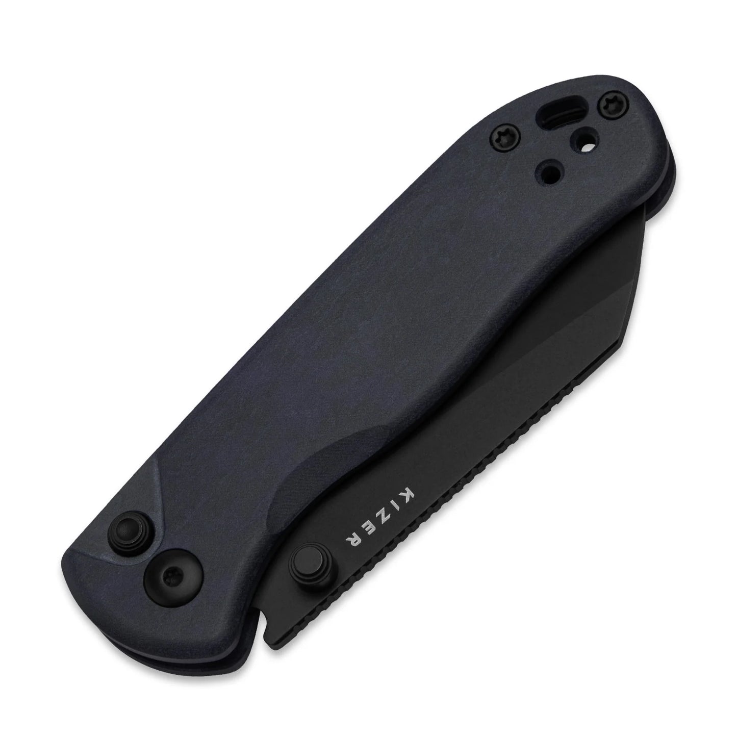 Kizer Drop Bear 2 Button-Lock 2.96" Nitro-V Matte DLC Dark Blue Richlite Folding Knife V3619.2CS1