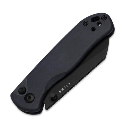 Kizer Drop Bear 2 Button-Lock 2.96" Nitro-V Matte DLC Dark Blue Richlite Folding Knife V3619.2CS1