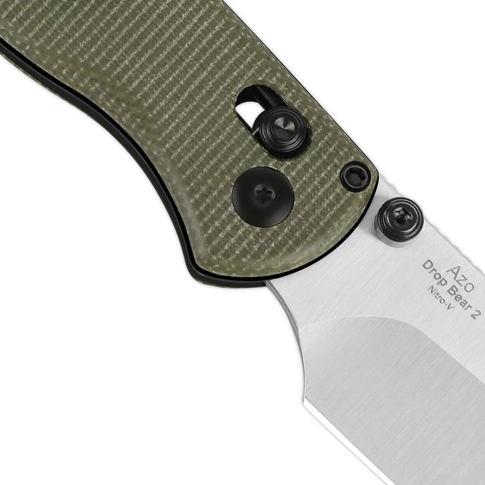 Kizer Drop Bear 2 Clutch-Lock 2.85" Nitro-V Green Micarta Clip-Point Folding Knife V3619.2KC1