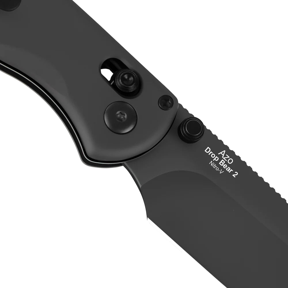 Kizer Drop Bear 2 Button-Lock 2.96" Nitro-V Matte DLC Black Aluminium Folding Knife V3619.2KD2