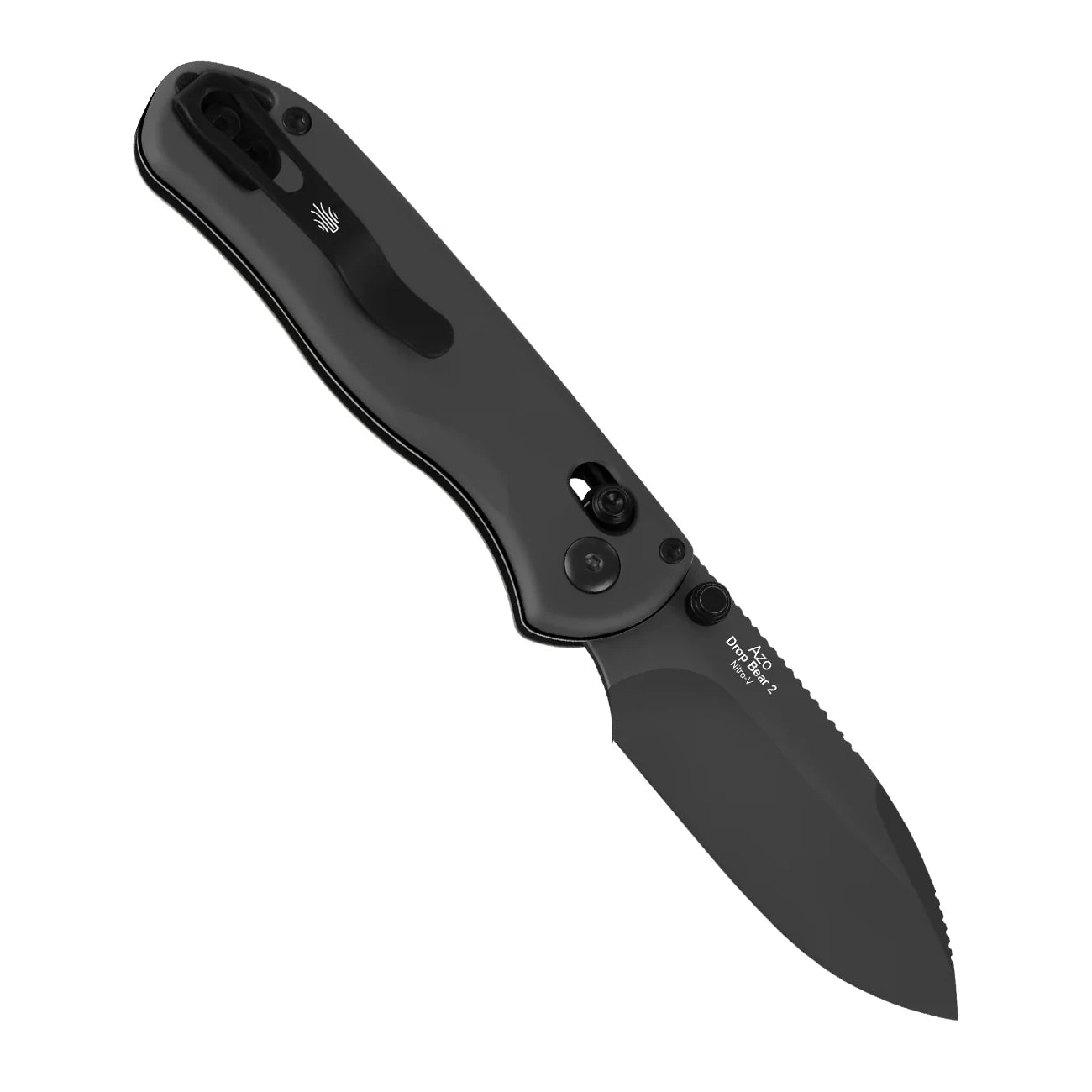 Kizer Drop Bear 2 Button-Lock 2.96" Nitro-V Matte DLC Black Aluminium Folding Knife V3619.2KD2