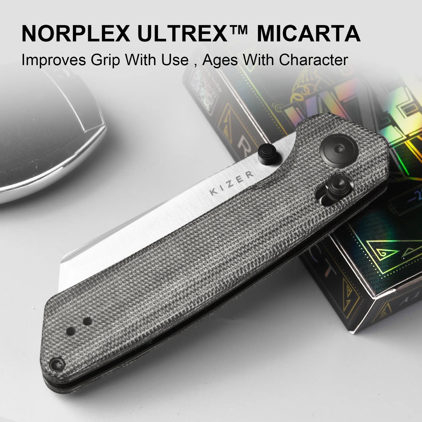 Kizer Madrac Clutch-Lock 3.06" Nitro-V Norplex UltreX Micarta Folding Knife V3693A3
