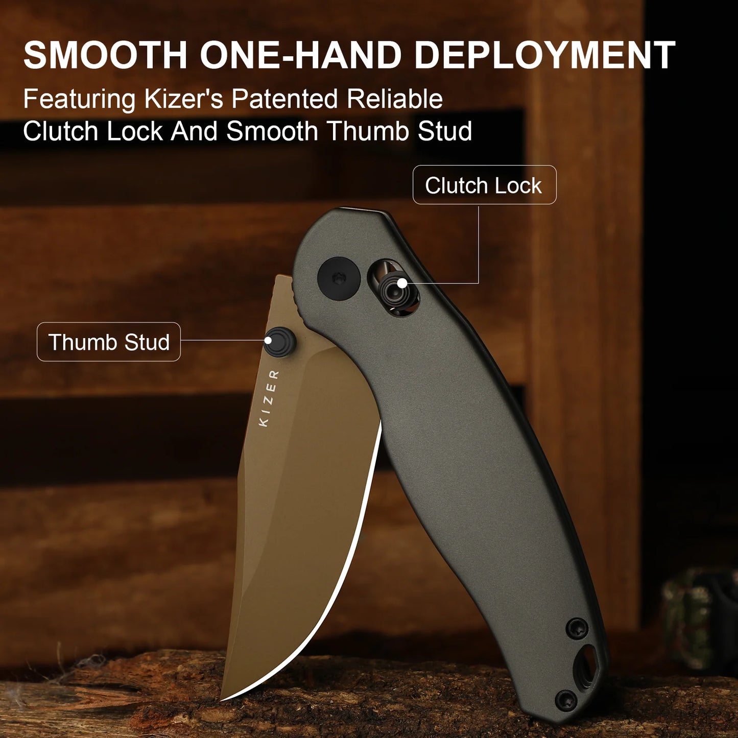 Kizer Phoca 2.9" AEB-L Aluminium Sunset Metal PVD Clutch-Lock Folding Knife V3780A2