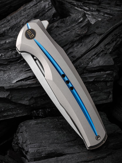 WE 601X Limited Edition 3.82" CPM 20CV Gray Titanium Blue Groove Folding Knife WE01J-2