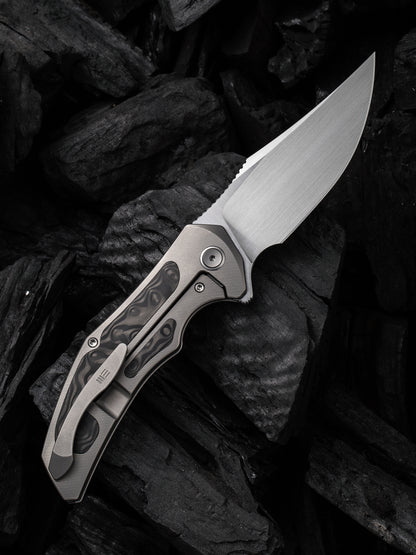 WE Magnetron 3.76" CPM 20CV Rose Carbon Fiber Titanium Folding Knife WE18058-2