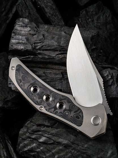WE Magnetron 3.76" CPM 20CV Rose Carbon Fiber Titanium Folding Knife WE18058-2