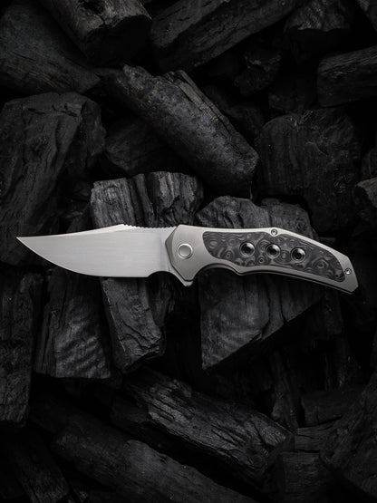 WE Magnetron 3.76" CPM 20CV Rose Carbon Fiber Titanium Folding Knife WE18058-2