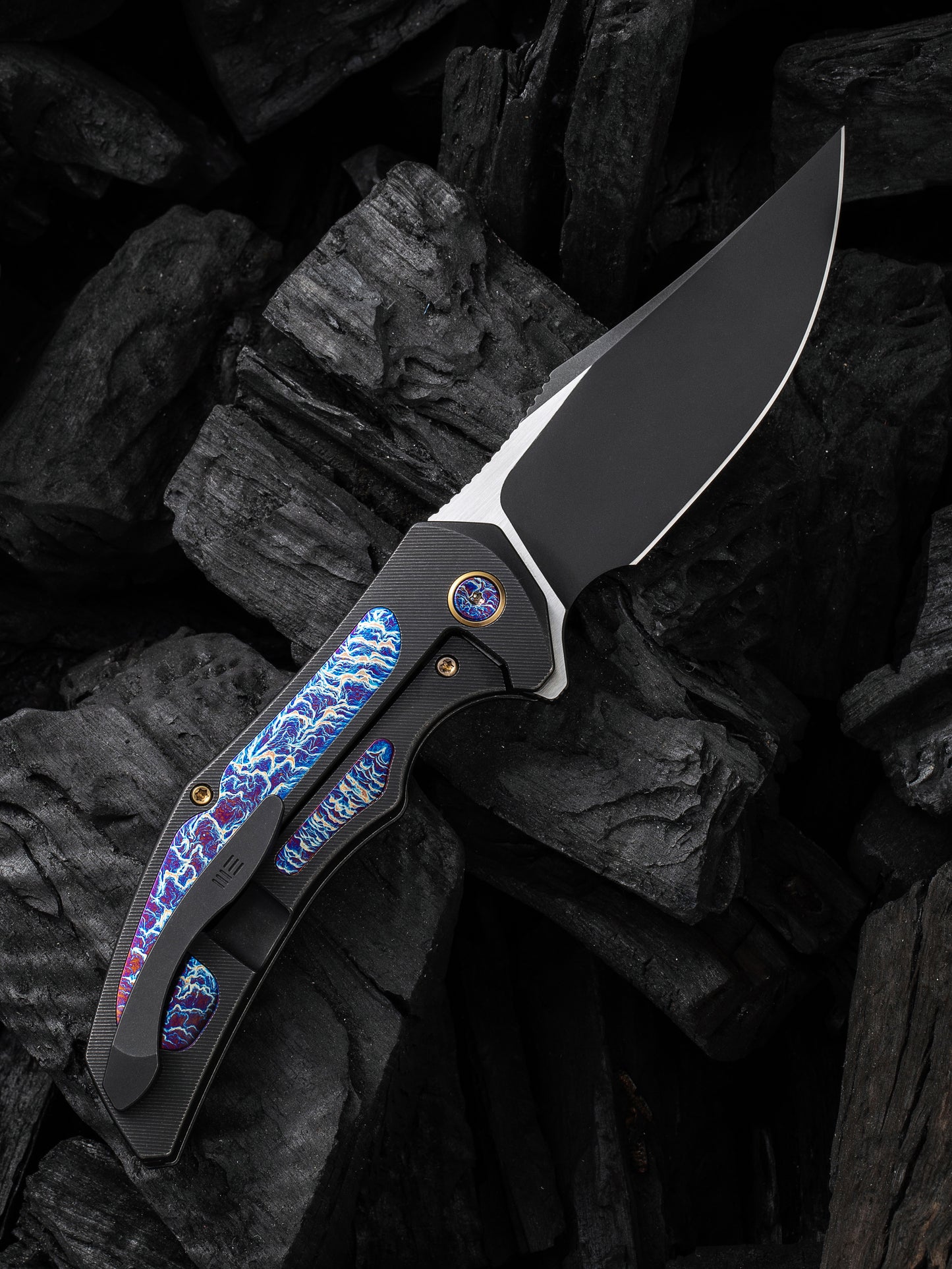 WE Magnetron 3.76" CPM 20CV Black Flamed Titanium Folding Knife WE18058-4