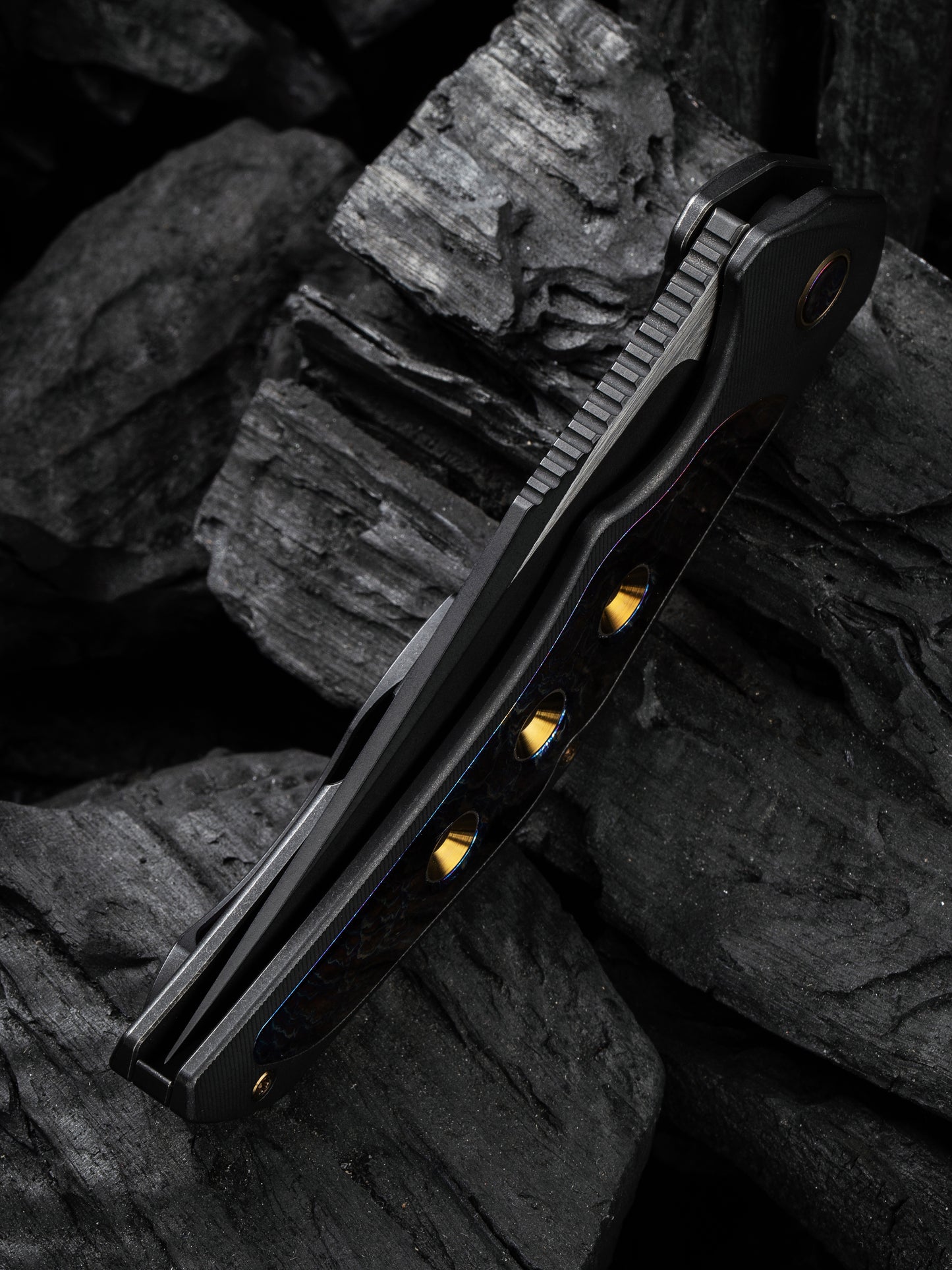 WE Magnetron 3.76" CPM 20CV Black Flamed Titanium Folding Knife WE18058-4