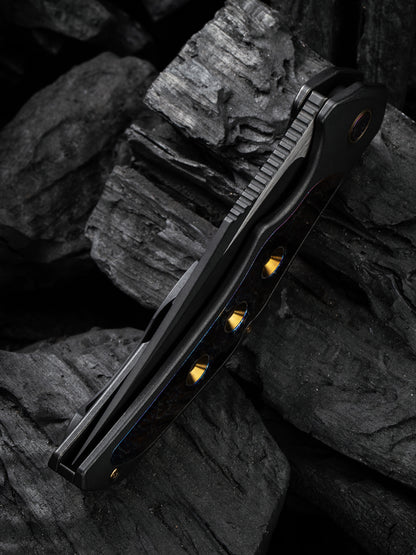 WE Magnetron 3.76" CPM 20CV Black Flamed Titanium Folding Knife WE18058-4