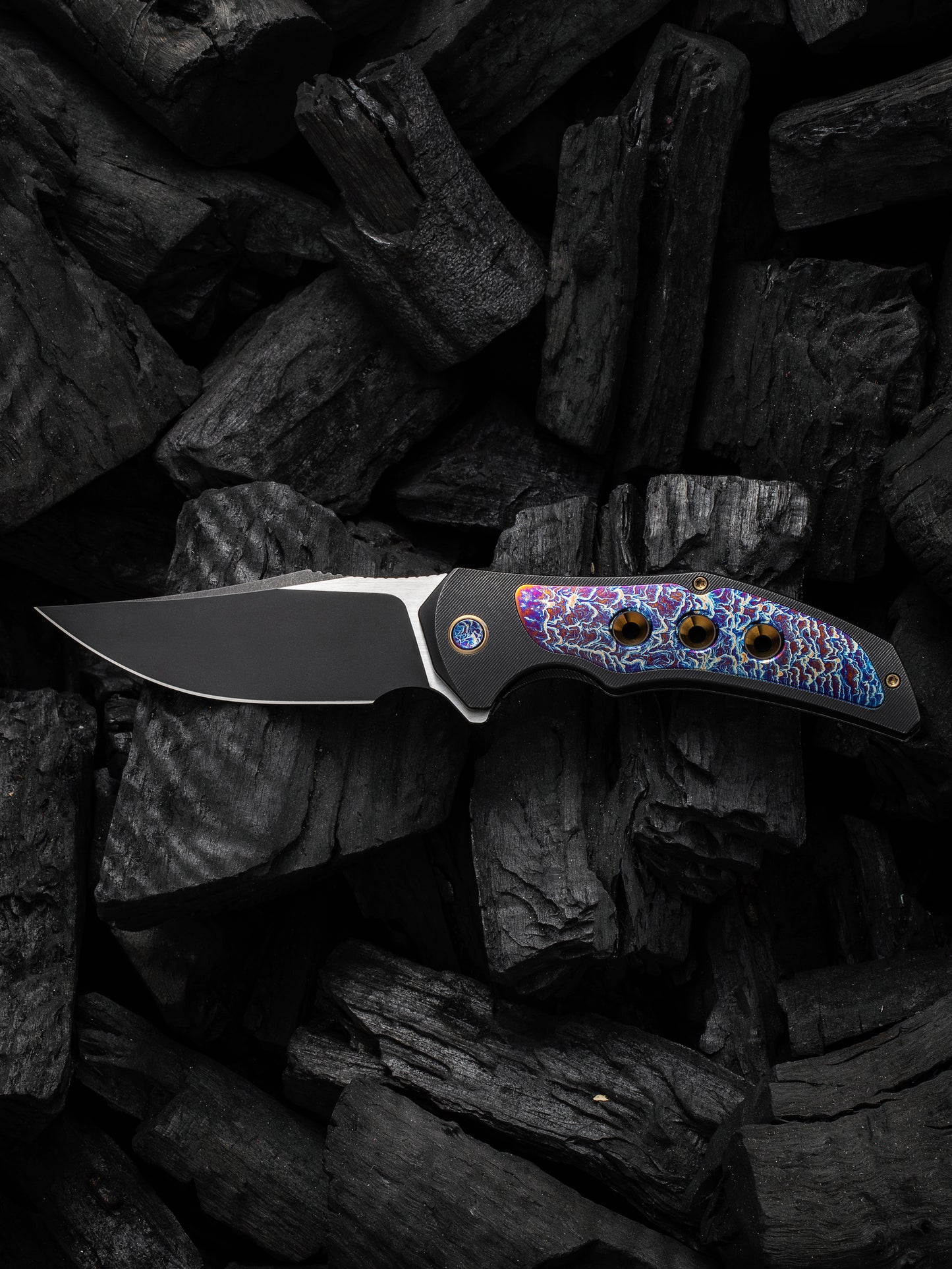 WE Magnetron 3.76" CPM 20CV Black Flamed Titanium Folding Knife WE18058-4