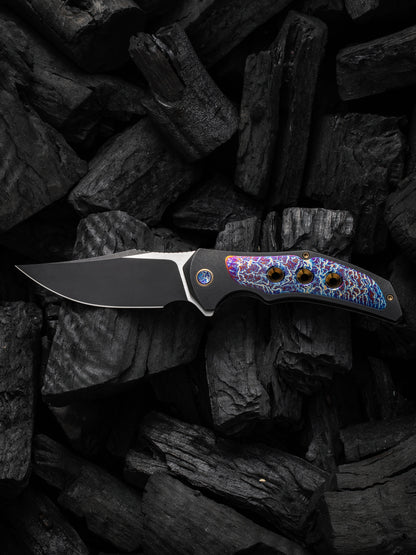 WE Magnetron 3.76" CPM 20CV Black Flamed Titanium Folding Knife WE18058-4