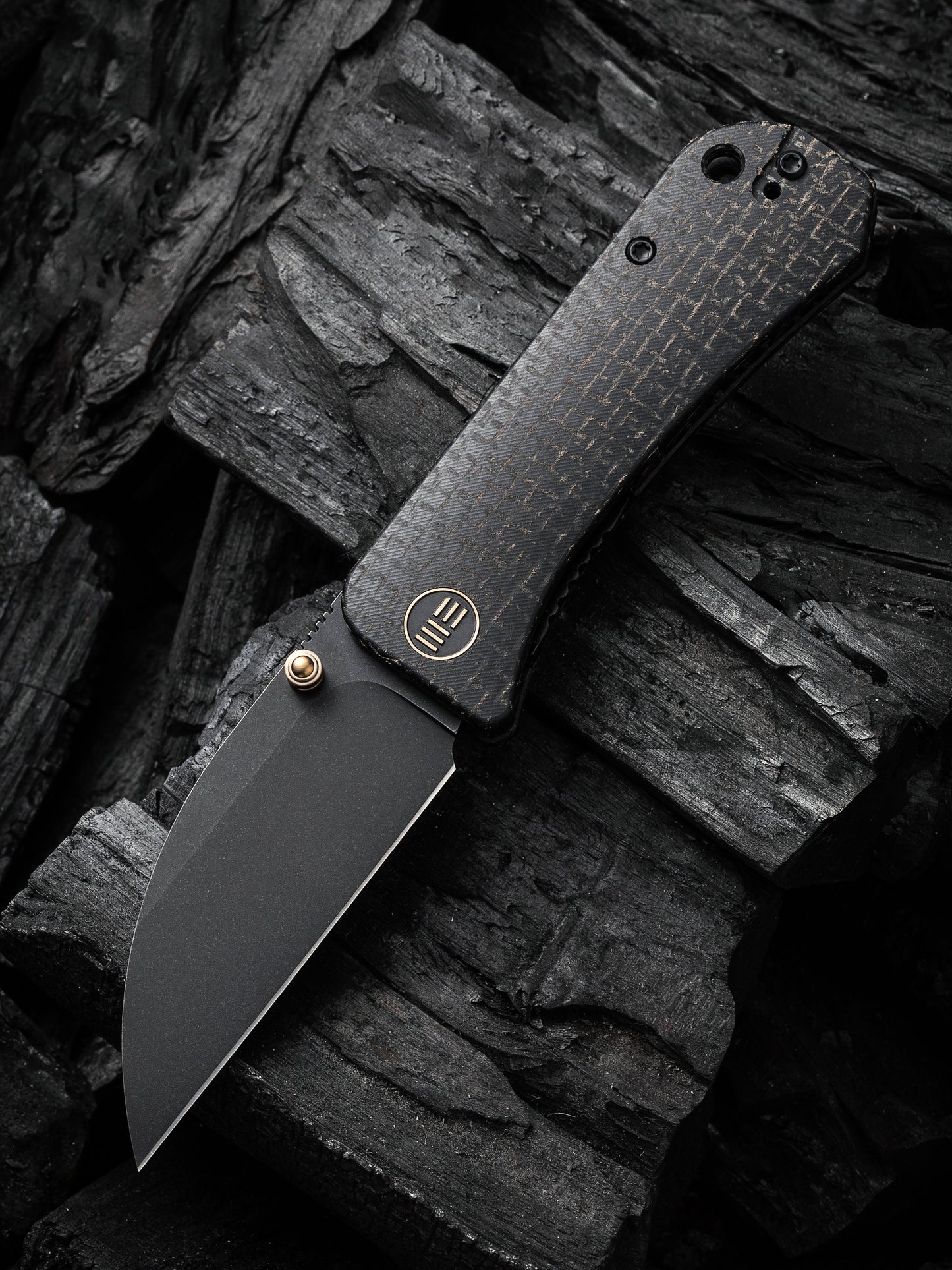 WE Knife Banter Wharncliffe 2.85" CPM S35VN Black Burlap Micarta Folding Knife WE19068J-1
