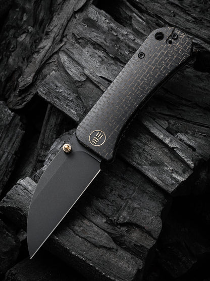 WE Knife Banter Wharncliffe 2.85" CPM S35VN Black Burlap Micarta Folding Knife WE19068J-1