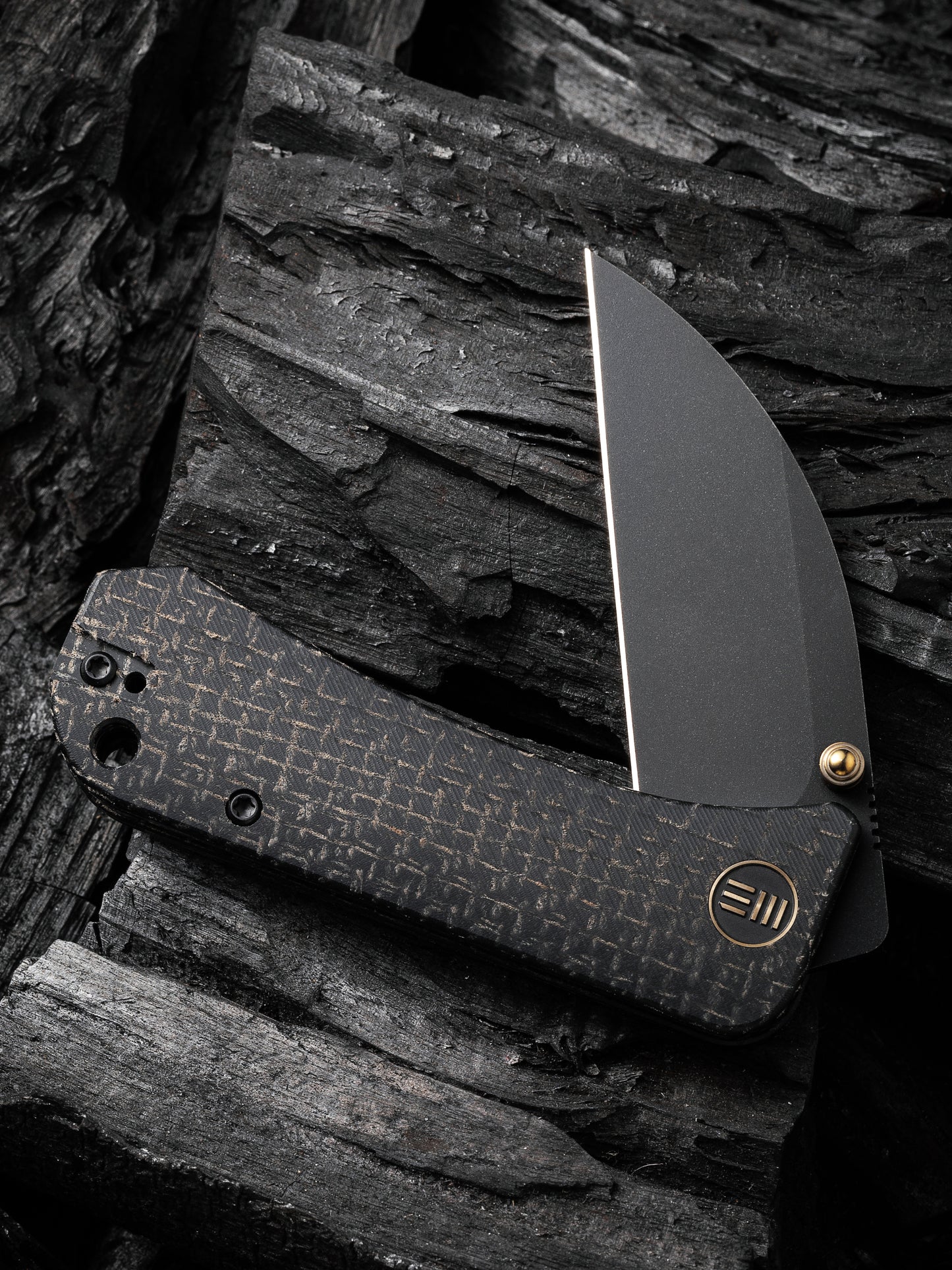 WE Knife Banter Wharncliffe 2.85" CPM S35VN Black Burlap Micarta Folding Knife WE19068J-1