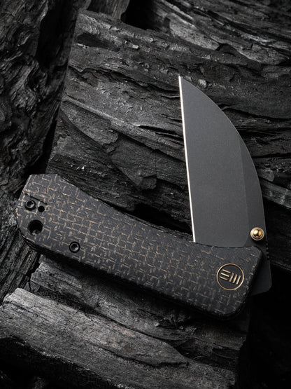 WE Knife Banter Wharncliffe 2.85" CPM S35VN Black Burlap Micarta Folding Knife WE19068J-1