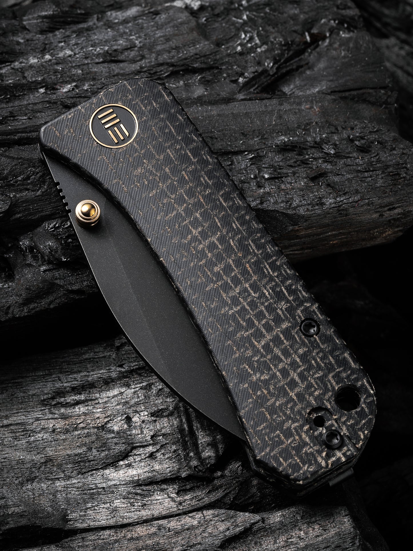 WE Knife Banter Wharncliffe 2.85" CPM S35VN Black Burlap Micarta Folding Knife WE19068J-1