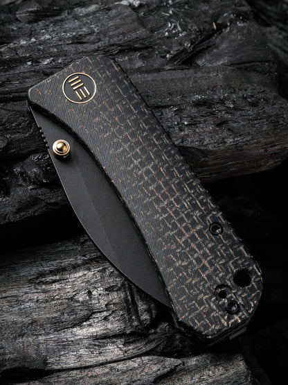 WE Knife Banter Wharncliffe 2.85" CPM S35VN Black Burlap Micarta Folding Knife WE19068J-1