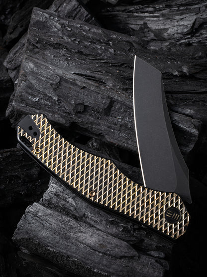 WE Viking Tactics RekkeR 3.61" CPM 20CV Black Golden Titanium Folding Knife by Kyle Lamb WE22010G-3