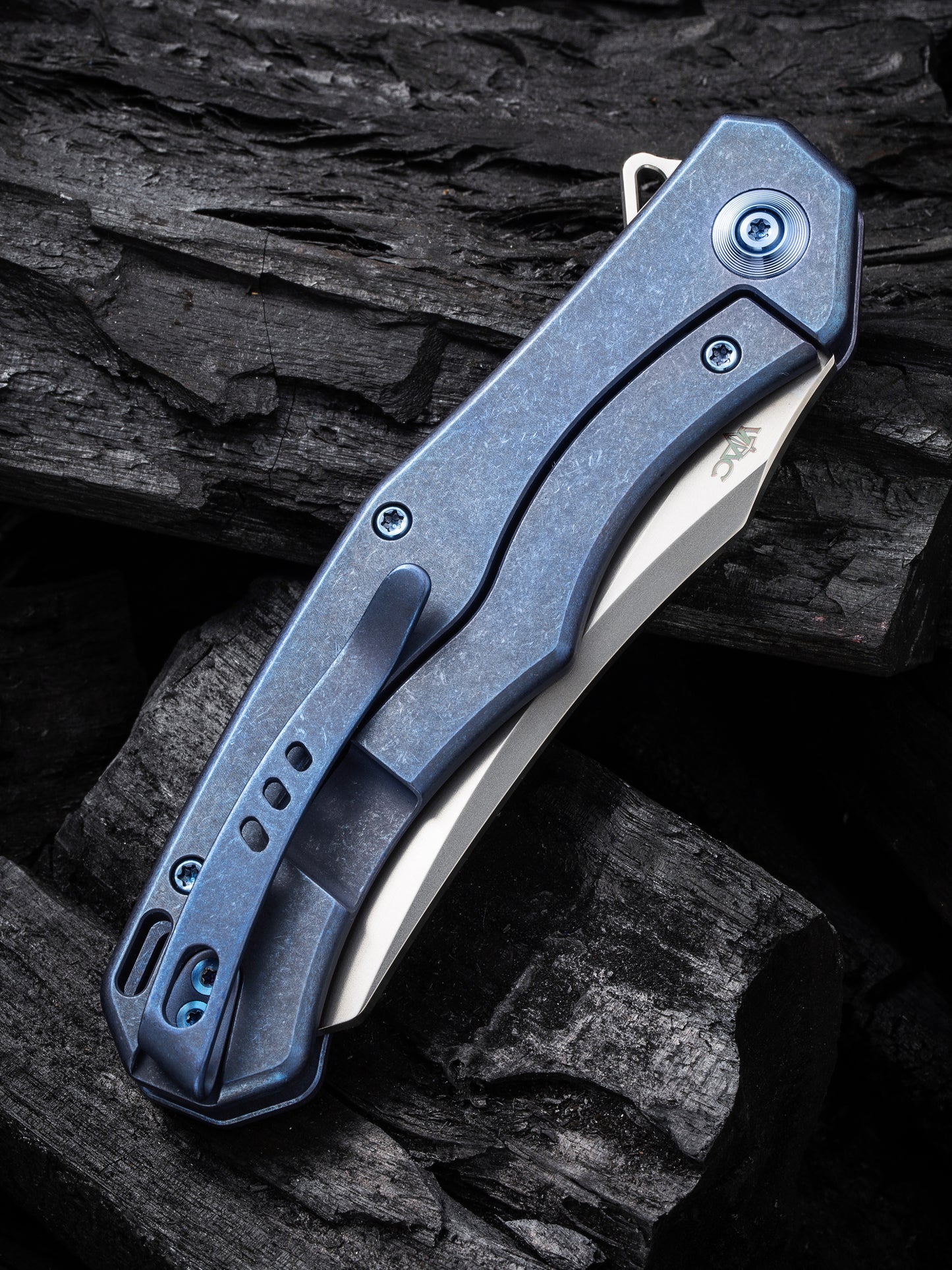 WE Viking Tactics RekkeR 3.61" CPM 20CV Blue Titanium Folding Knife by Kyle Lamb WE22010G-4