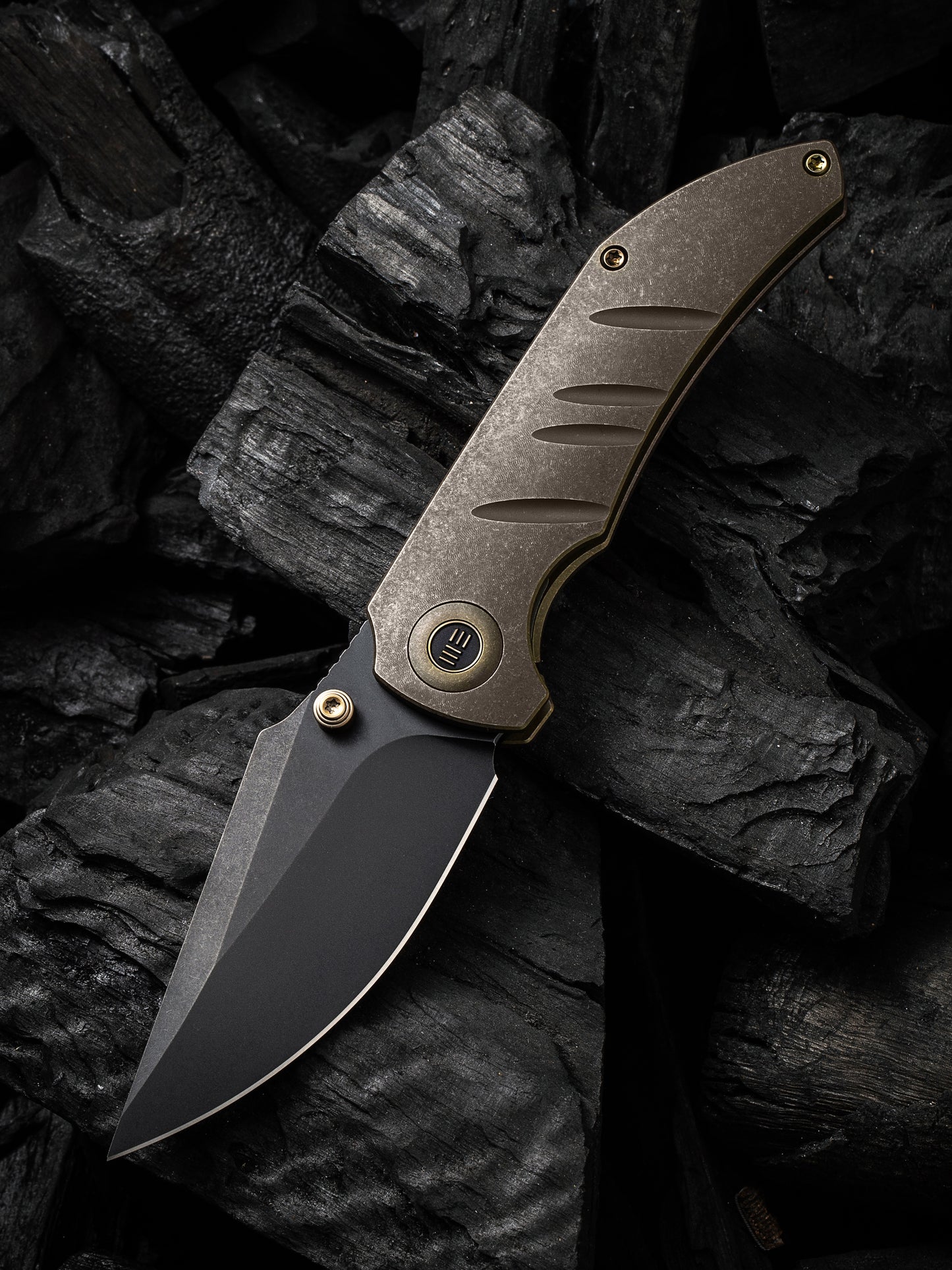 WE Riff-Raff 3.12" CPM 20CV Black Stonewashed / Bronze Titanium Folding Knife by Matthew Christensen WE22020B-1